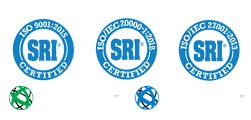 Badges of ITCON's Accreditations: ISO 9001:2015 Quality Management System; ISO/IEC 20000-1:2018 Service Management System, ISO/IEC 27001:2013 Information Security Management System; CMMI SVC Level 3, and CMMI DEV Level 3