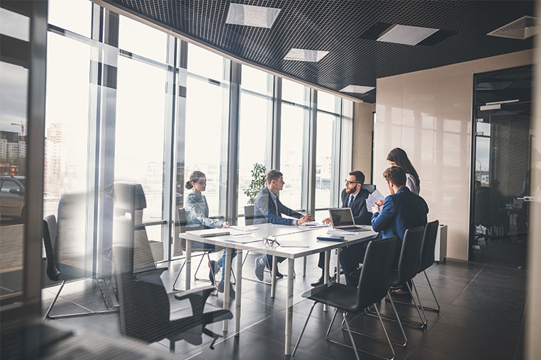 Cloud team meeting in conference room